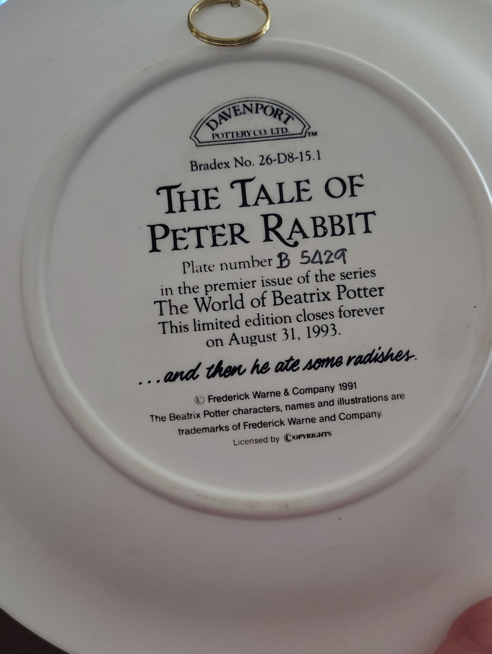 Peter Rabbit Decorative Plaque - Picture 2 of 5